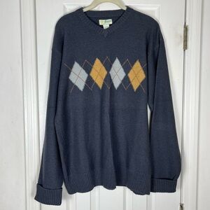 Vintage Fossil Wool Blend Diamond Argyle Pullover Sweater Men’s XL Preppy